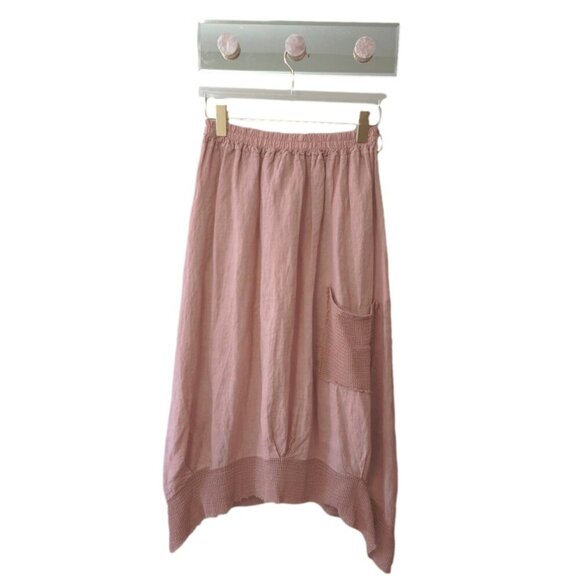 EUC Me & Gee dusty rose pink linen asymmetrical hem skirt, L/XL - Picture 2 of 8